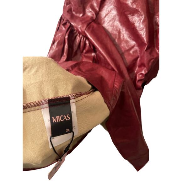 Micas Faux Leather V-Neck Ruched Mini Dress, NWT XL - Picture 6 of 6